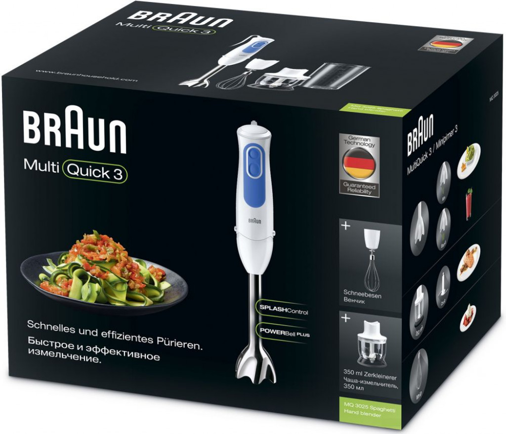 Braun MultiQuick 3 MQ3025 Hand Blender Spaghetti 700 Watt - White & Blue Braun MultiQuick 3 MQ3025 Hand Blender Spaghetti 700 Watt - White & Blue