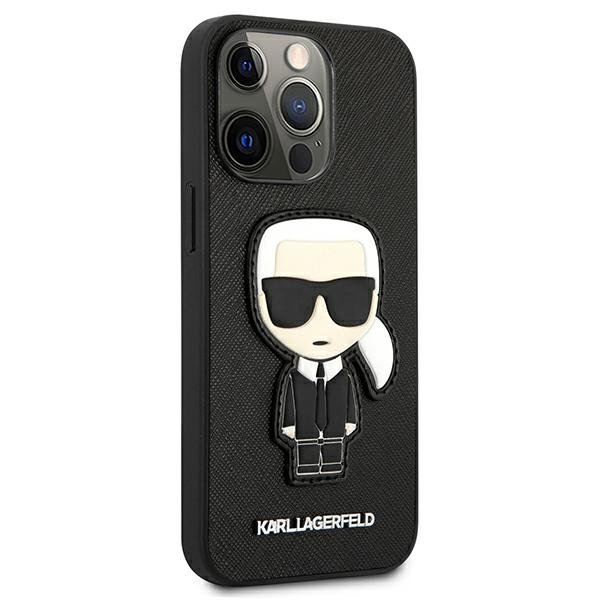 Karl Lagerfeld PU Saffiano Cover With Ikonik Patch And Logo For iPhone 13 Pro Max Black , ("6.7) Karl Lagerfeld PU Saffiano Cover With Ikonik Patch And Logo For iPhone 13 Pro Max Black , ("6.7)