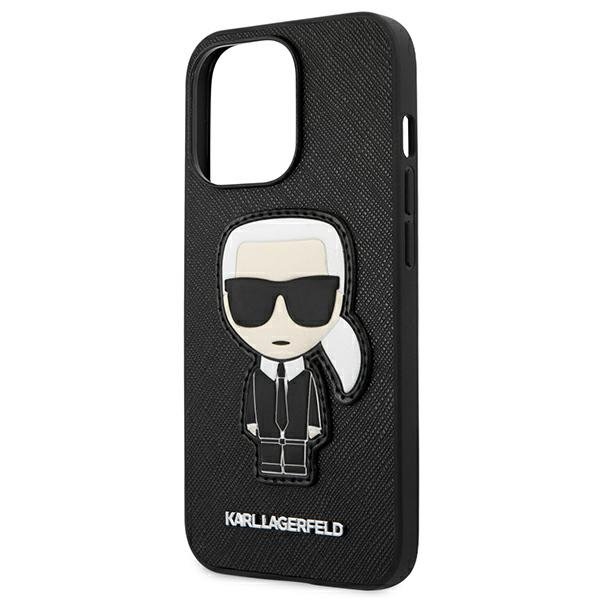 Karl Lagerfeld PU Saffiano Cover With Ikonik Patch And Logo For iPhone 13 Pro Max Black , ("6.7) Karl Lagerfeld PU Saffiano Cover With Ikonik Patch And Logo For iPhone 13 Pro Max Black , ("6.7)