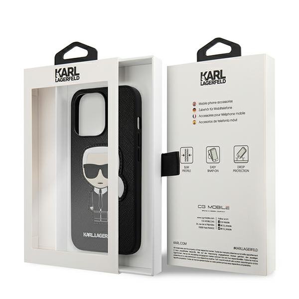 Karl Lagerfeld PU Saffiano Cover With Ikonik Patch And Logo For iPhone 13 Pro Max Black , ("6.7) Karl Lagerfeld PU Saffiano Cover With Ikonik Patch And Logo For iPhone 13 Pro Max Black , ("6.7)