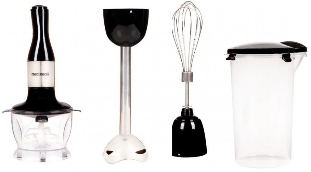 Media Tech MT-HB14 5 in 1 Stainless Steel Hand Blender with Chopper, 700 Watt