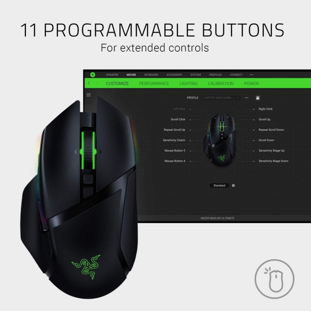 Razer Basilisk Ultimate Wireless/Wired Gaming Mouse with Charging Station - 11 Programmable Buttons (HyperSpeed Technology, Optical Focus & Sensor, Optical Mouse Switch, Chroma RGB Lighting) Razer Basilisk Ultimate Wireless/Wired Gaming Mouse with Charging Station - 11 Programmable Buttons (HyperSpeed Technology, Optical Focus & Sensor, Optical Mouse Switch, Chroma RGB Lighting)