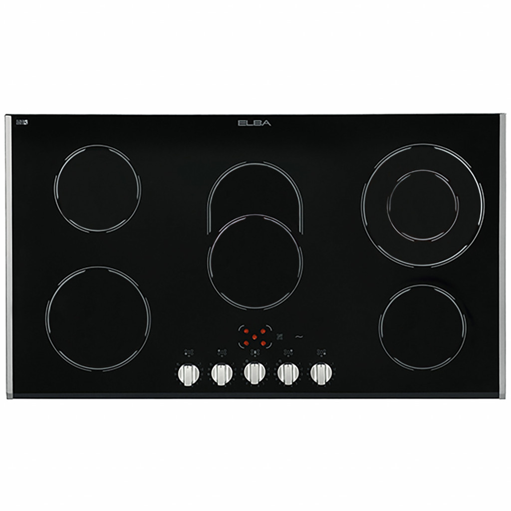 ELBA Ceramic Built-in Electric Hob, 5 Burners, 90 cm, Black - 477-007X