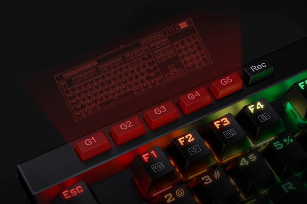 Redragon K580 VATA RGB Mechanical Gaming Keyboard | Blue Switches |Macro Keys & Dedicated Media Controls, Onboard Macro Recording | English & Arabic Layout Redragon K580 VATA RGB Mechanical Gaming Keyboard | Blue Switches |Macro Keys & Dedicated Media Controls, Onboard Macro Recording | English & Arabic Layout