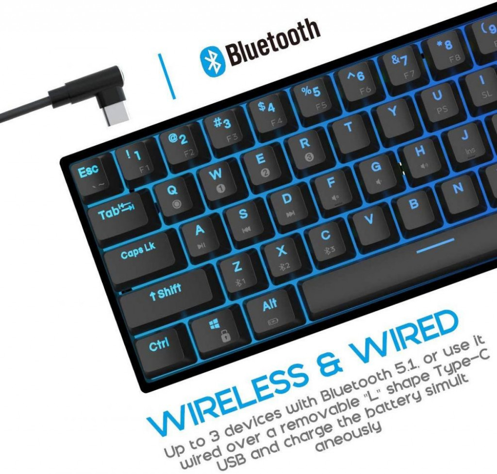 DIERYA DK61 Pro Bluetooth 5.1 Mechanical Gaming Keyboard | Gateron Optical Brown Switch | 60 Wireless/Wired | PBT Keycap | RGB Full Keys Programmable DIERYA DK61 Pro Bluetooth 5.1 Mechanical Gaming Keyboard | Gateron Optical Brown Switch | 60 Wireless/Wired | PBT Keycap | RGB Full Keys Programmable