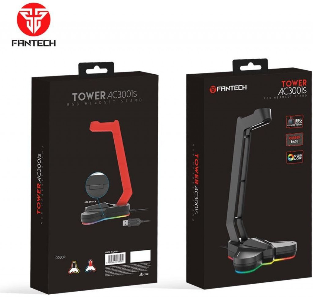 FANTECH TOWER AC3001S RGB Headset Stand RED - Rubber Feet