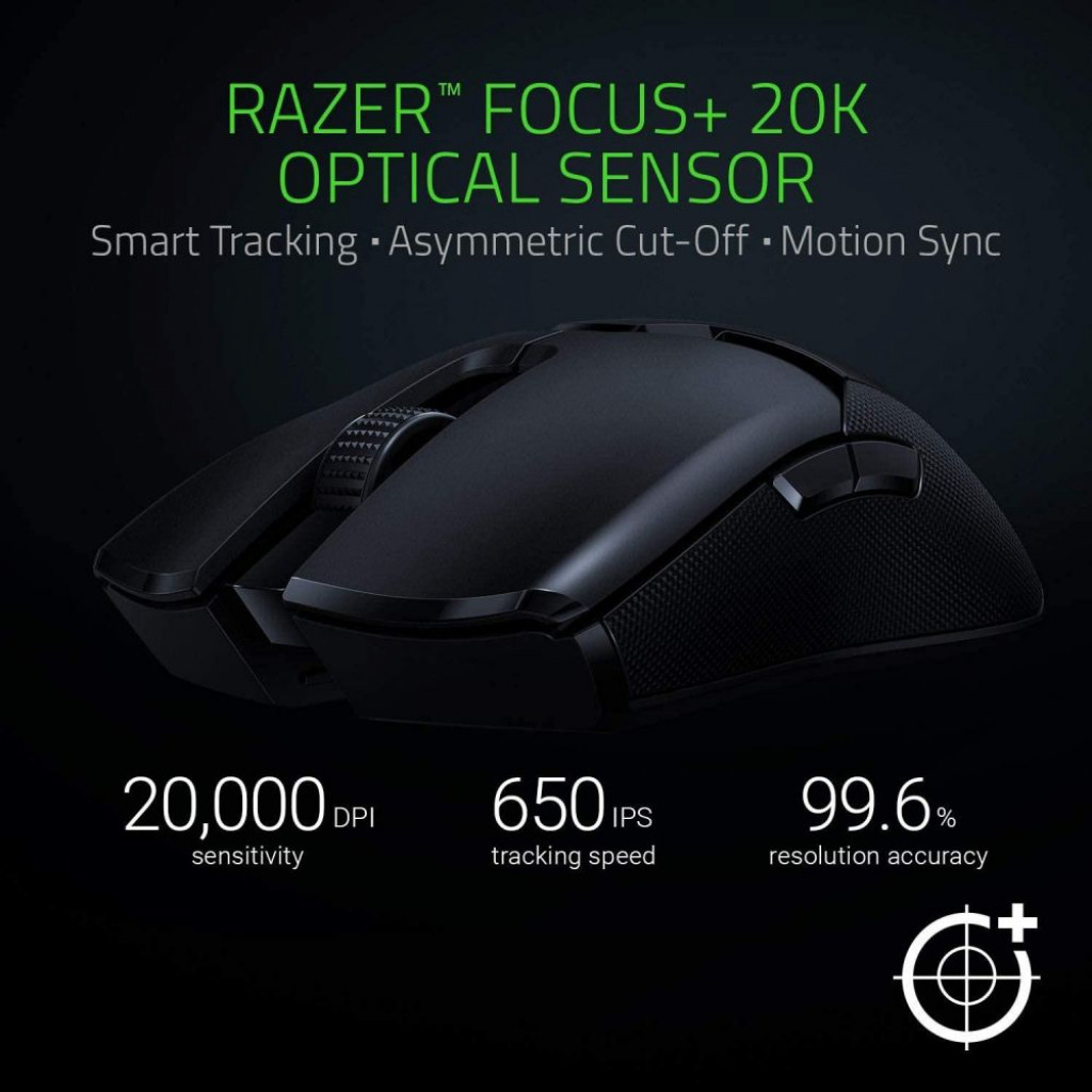 Razer Viper Ultimate Wireless Gaming Mouse & RGB Charging Dock Fastest Gaming Mouse Switch - 20K DPI Optical Sensor - 8 Programmable Buttons - 70 Hr Battery