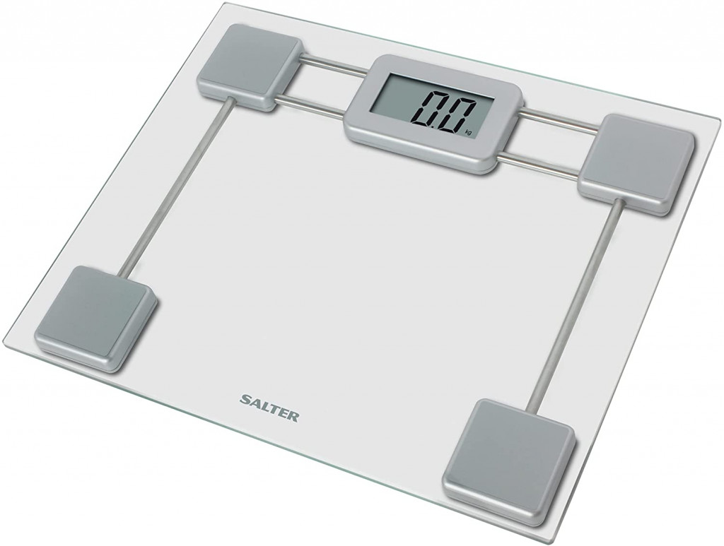 Salter 9081 SV3R Toughened Glass Compact Electronic Bathroom Scale - Silver