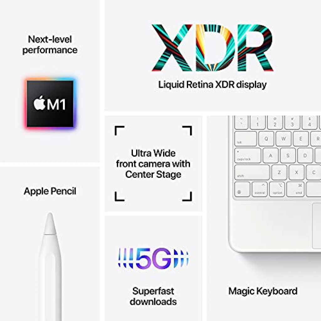 Apple iPad Pro 12.9 inch (2021), M1 chip, Wi-Fi + Cellular, 256GB, Space Gray (5th Generation)