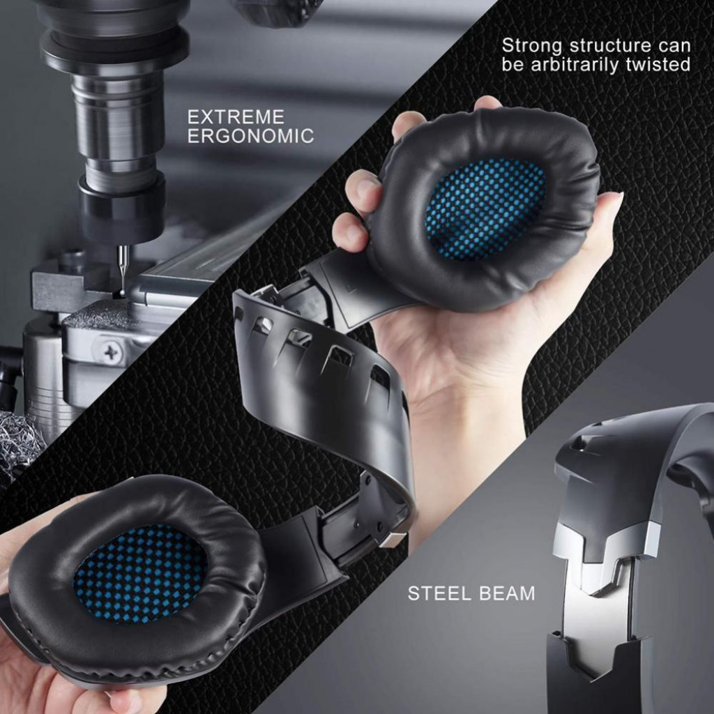 Stereo Gaming Headset Upgraded 7.1 Bass Surround Sound Over Ear Headphones with Mic for PS4, PC, Xbox One Controller, LED Light, Soft Memory Earmuffs for Laptop Mac Nintendo Switch Games