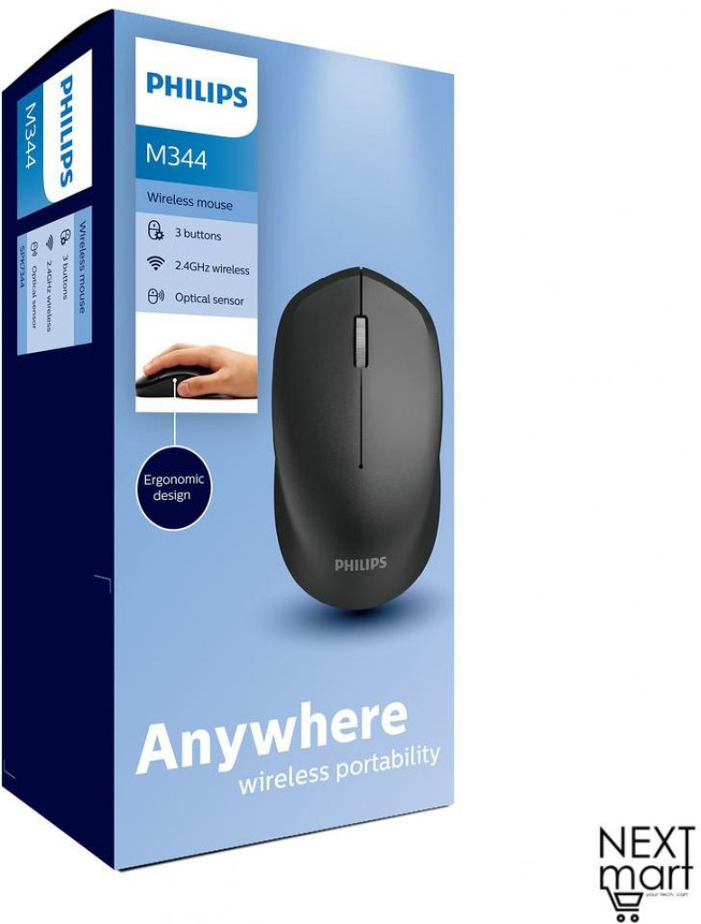 Philips M344 Wireless Mouse 2.4Ghz 1600DPI 3 Bottons -10m Range Philips M344 Wireless Mouse 2.4Ghz 1600DPI 3 Bottons -10m Range