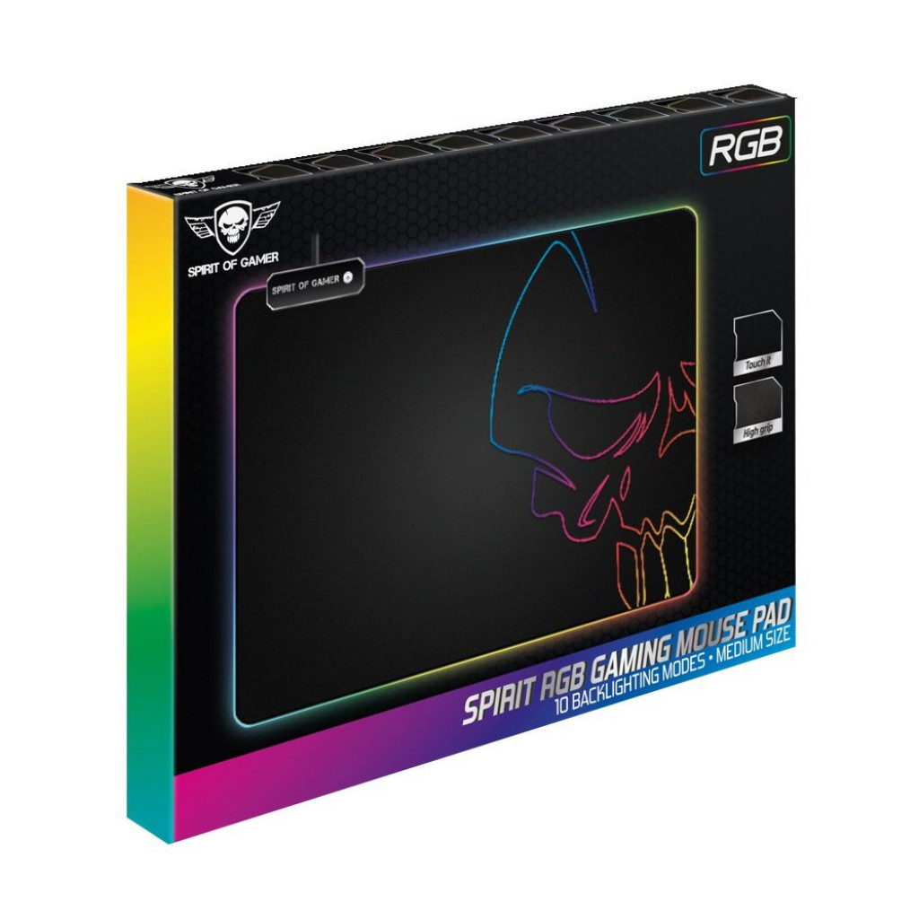 Spirit Of Gamer Skull RGB Gaming Mouse Pad - Medium Size