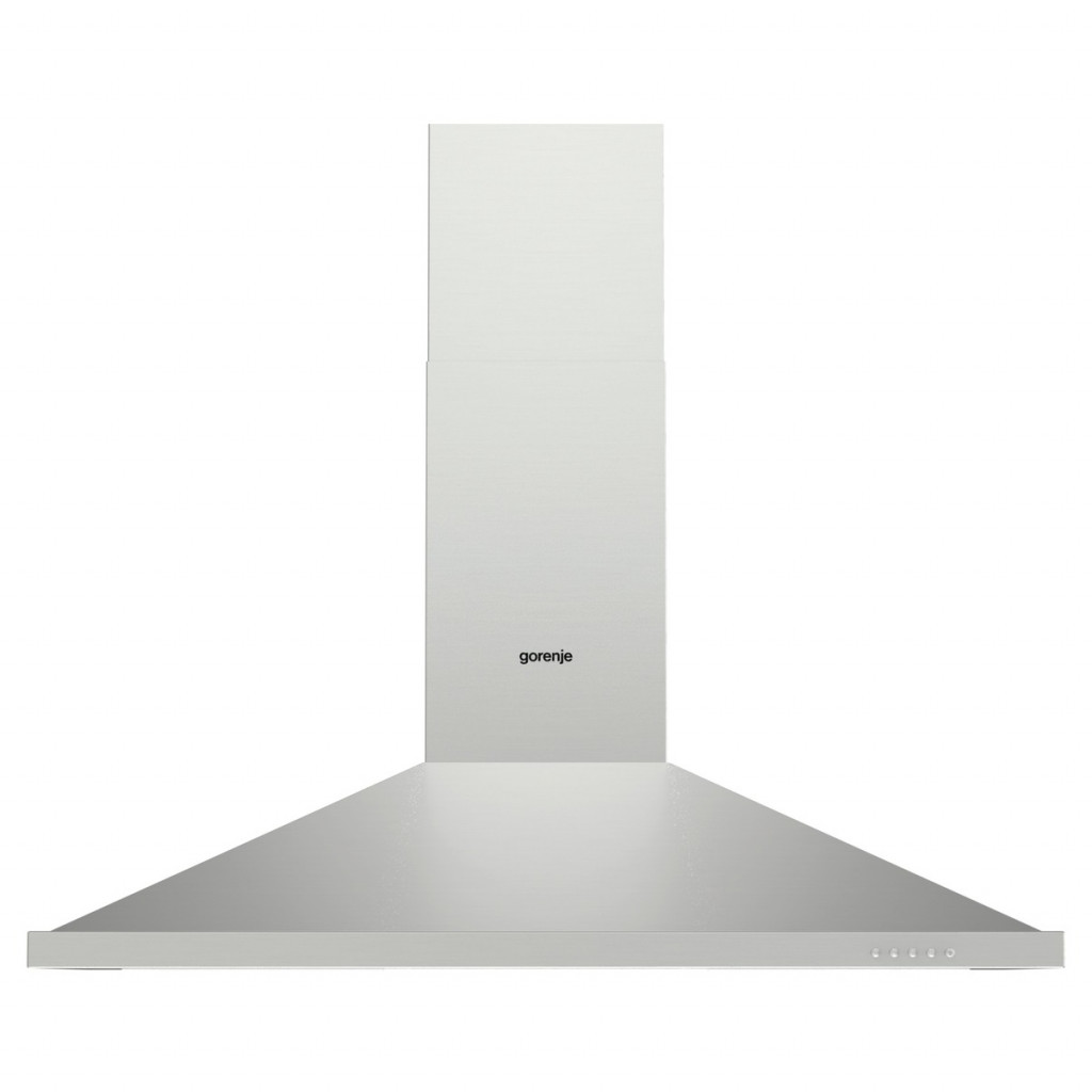 Chimney hood 90 cm, stainless steel, 3 speeds, air extraction 298  m³/h, Washable aluminium filter with polyurethane foam.