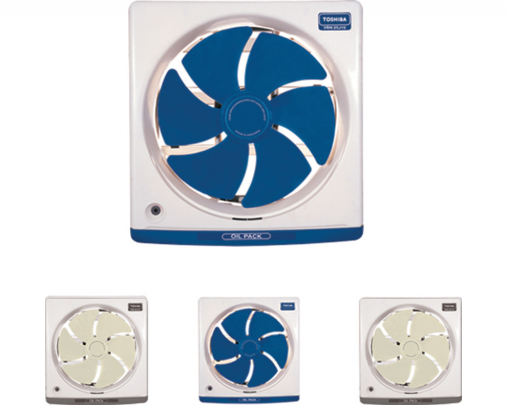 TOSHIBA Kitchen Ventilating Fan 25cm x 25cm In Dark Blue Or Off White Color With Oil Drawer VRH25J10