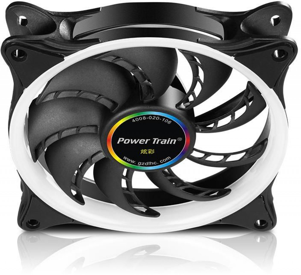 PowerTrain RGB 120mm Case Fan - High Quiet Airflow For PC Cases,CPU Coolers,Radiators - Black