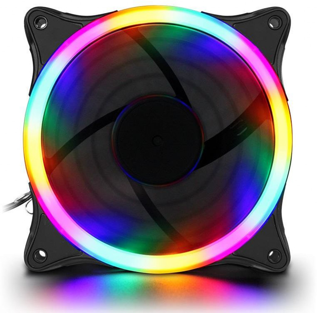 PowerTrain RGB 120mm Case Fan - High Quiet Airflow For PC Cases,CPU Coolers,Radiators - Black