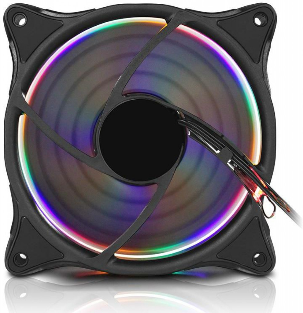 PowerTrain RGB 120mm Case Fan - High Quiet Airflow For PC Cases,CPU Coolers,Radiators - Black