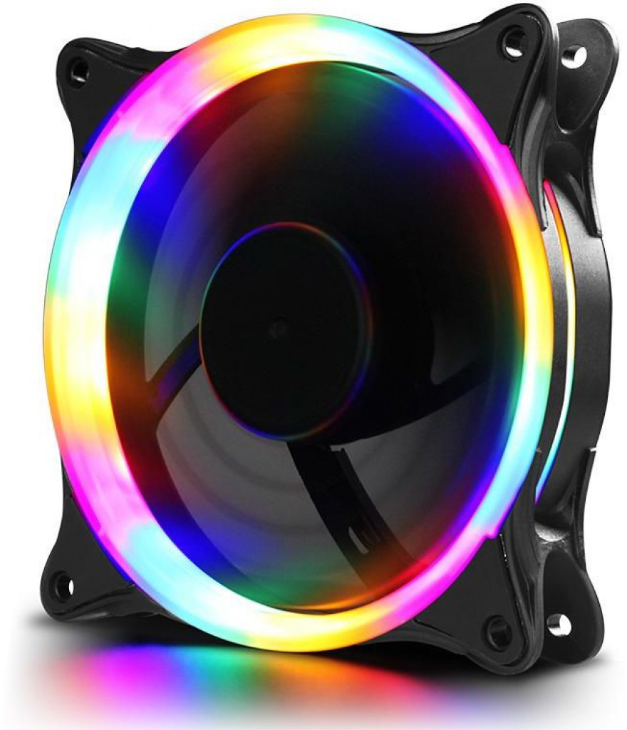 PowerTrain RGB 120mm Case Fan - High Quiet Airflow For PC Cases,CPU Coolers,Radiators - Black