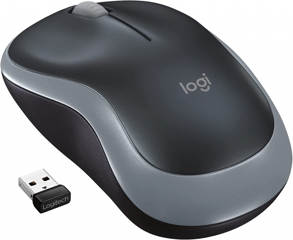 Logitech M185 Wireless Mouse, 2.4GHz with USB Mini Receiver, 12-Month Battery Life, 1000 DPI Optical Tracking, Ambidextrous PC/Mac/Laptop - Swift Gray